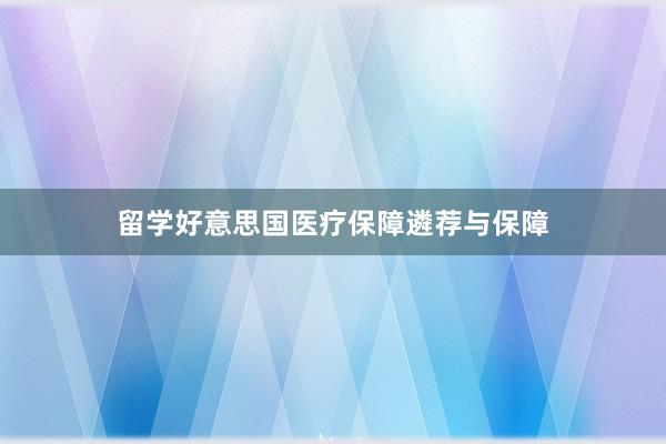 留学好意思国医疗保障遴荐与保障